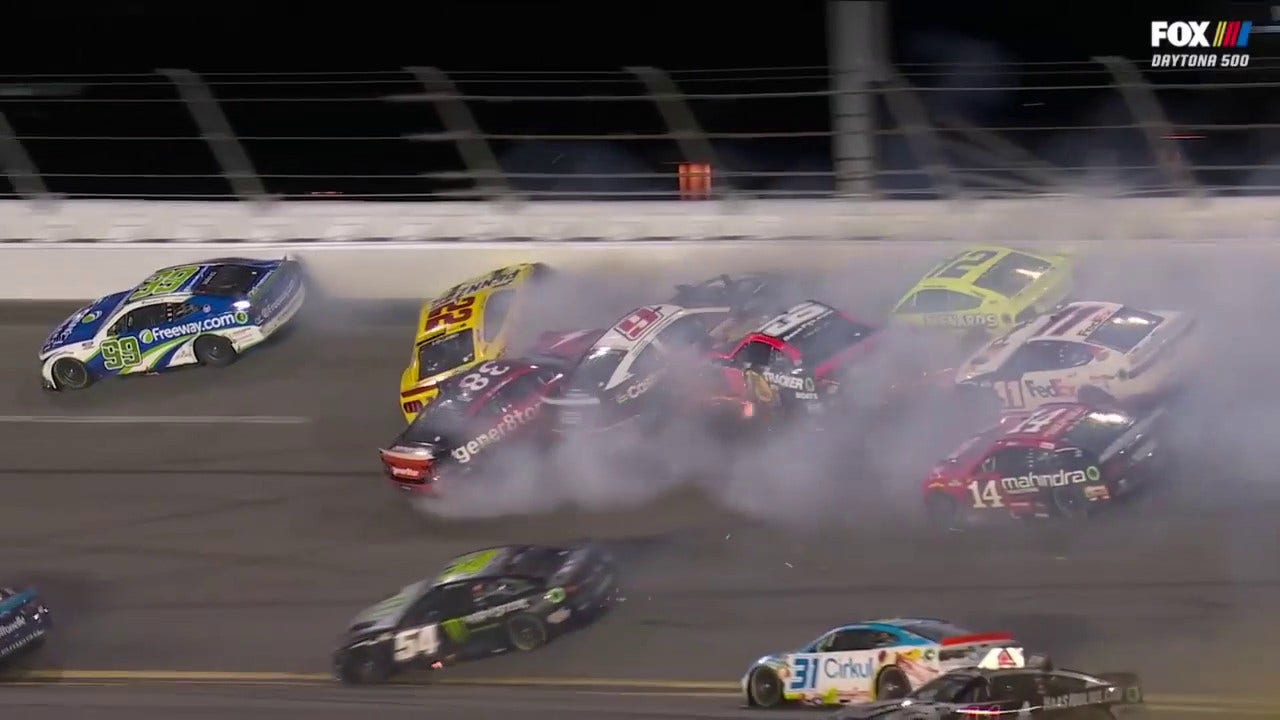 Daytona 500: Brad Keselowski and Joey Logano were among 18 cars involved in a wreck with nine laps left to go