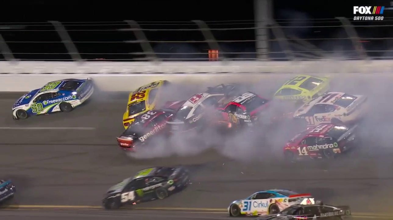 Daytona 500: Brad Keselowski and Joey Logano were among 18 cars involved in a wreck with nine laps left to go