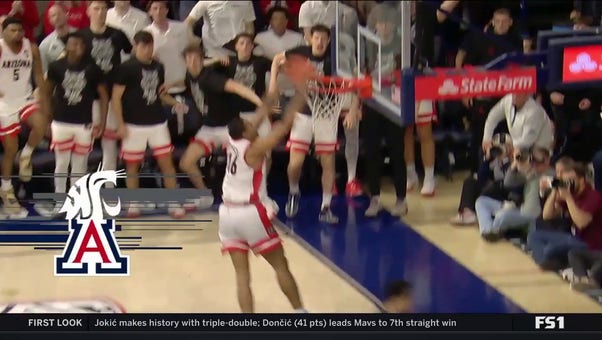 Arizona's Keshad Johnson throws down a thunderous dunk against Washington State