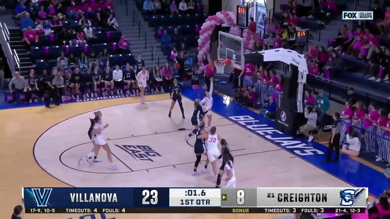 No. 21 Creighton's Molly Mogensen gets crafty for a buzzer-beating layup to shrink Villanova's lead