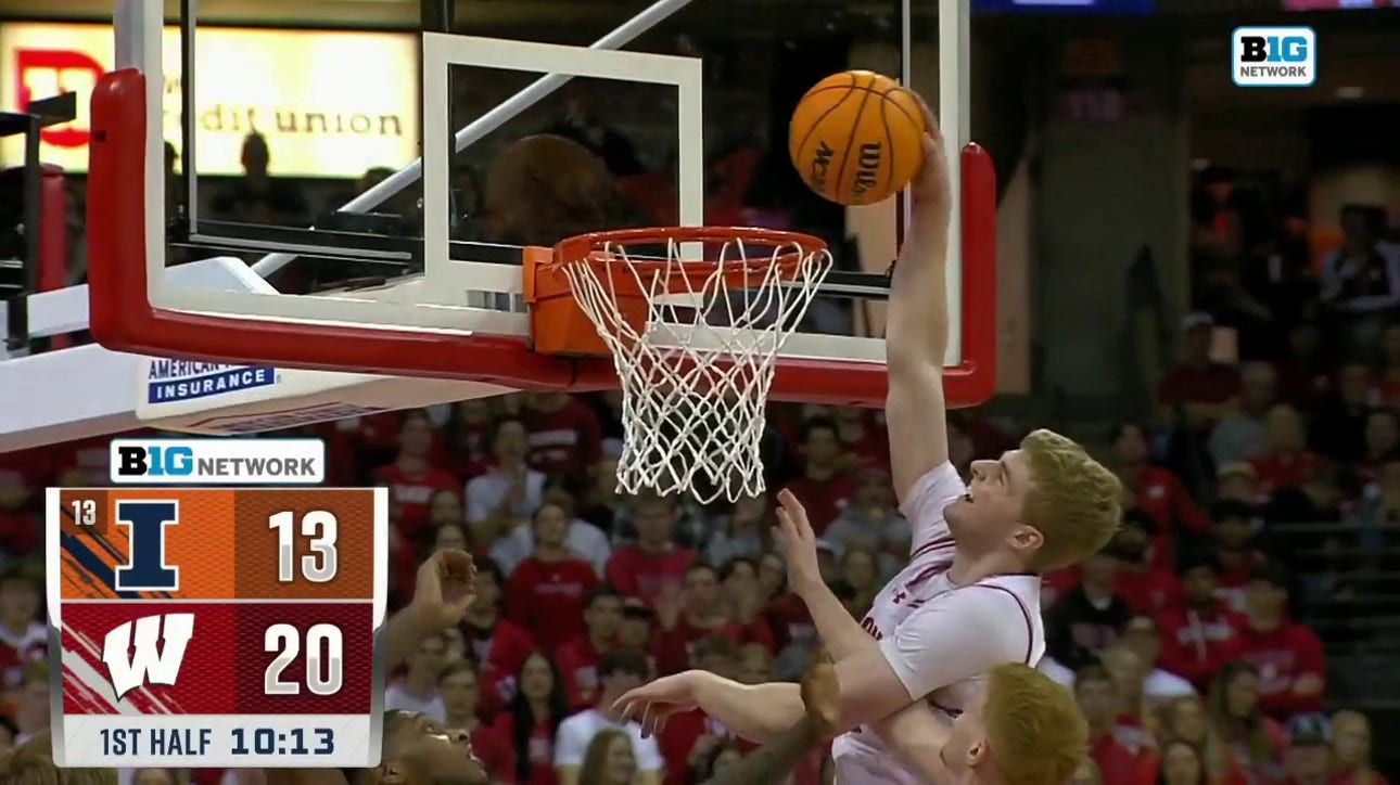 Wisconsin's Steven Crowl nails a one-handed putback dunk