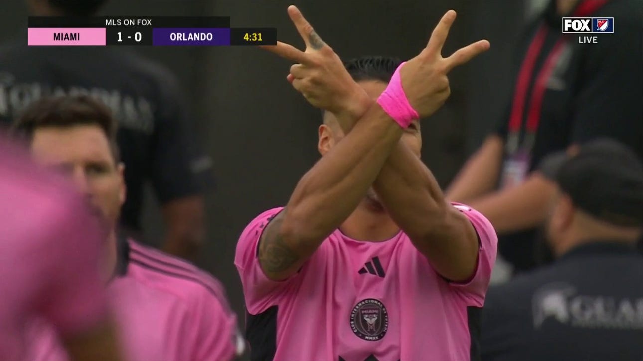 Luis Suarez scores his first MLS goal against Orlando to give Inter Miami a 1-0 lead