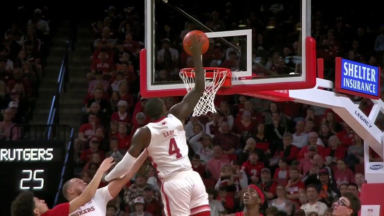 Nebraska's Juwan Gary SOARS in for the putback dunk against Rutgers