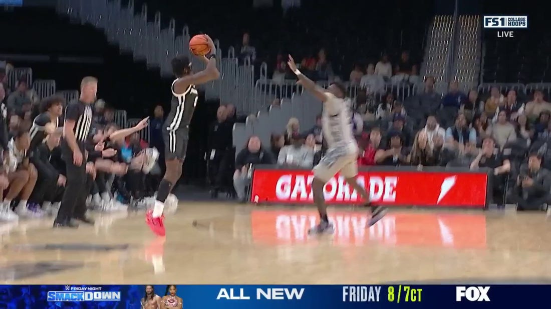 Providence's Ticket Gaines sinks a 3-pointer, plus a foul, to extend the lead vs. Georgetown