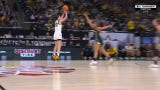 Caitlin Clark drains a LOGO THREE to extend Iowa's lead over Michigan at the half