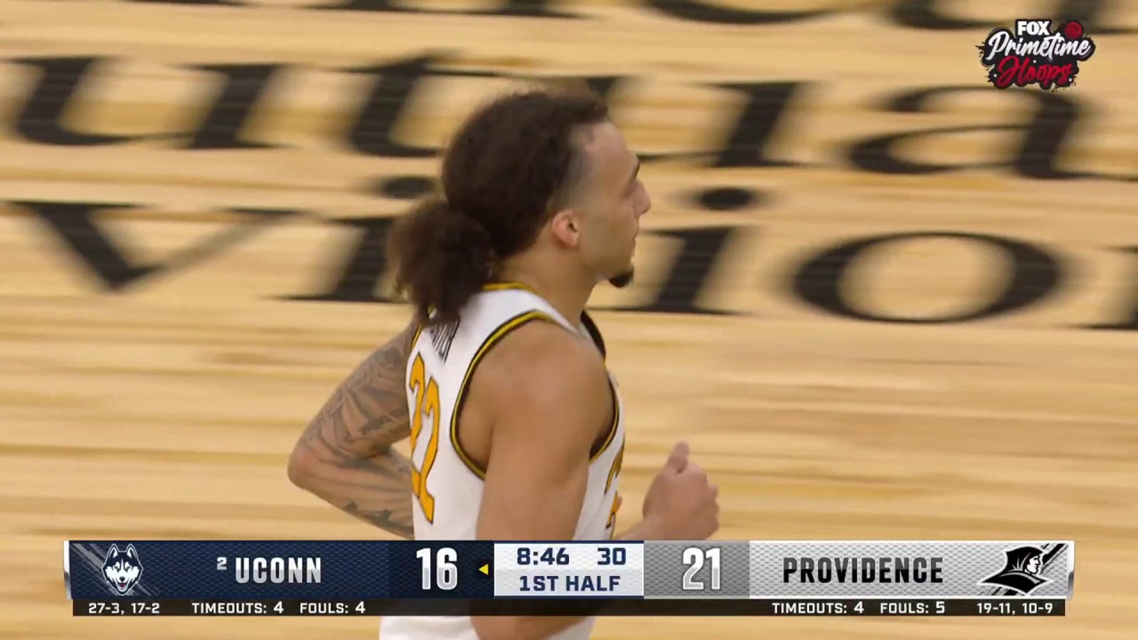 Devin Carter comes up with a big block then slams it at the other end to extend Providence's lead over No. 2 UConn