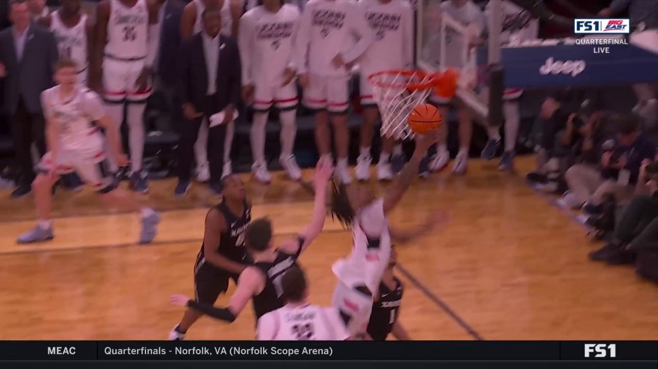 Stephon Castle makes a nice move and finishes with contact, increasing UConn's lead vs. Xavier