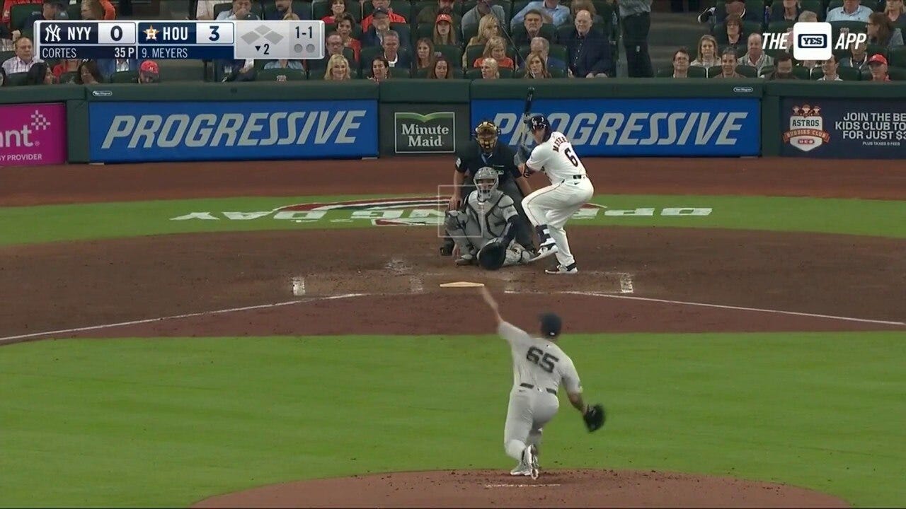 Jake Meyers smashes a home run as the Astros extend their lead over the Yankees