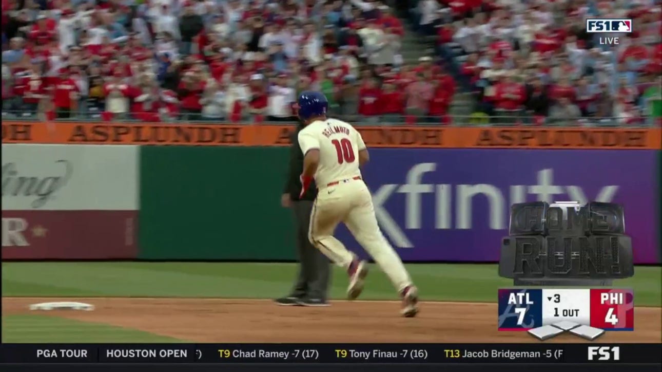 J.T. Realmuto launches a solo home run, helping the Phillies trim into the Braves' lead