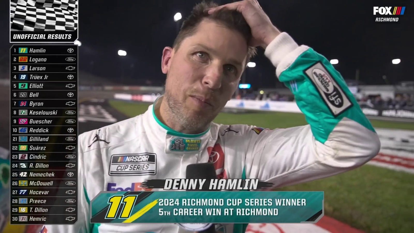 'This is a team win for sure' - Denny Hamlin after his fifth career win at Richmond 