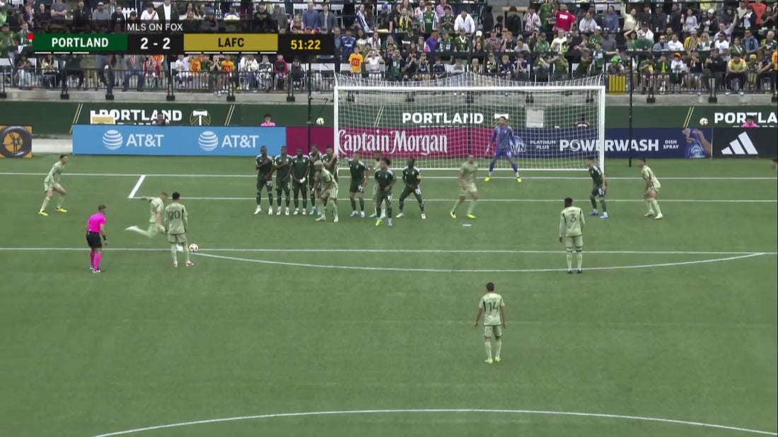 LAFC's Mateusz Bogusz nails a free kick to equalize against the Portland Timbers