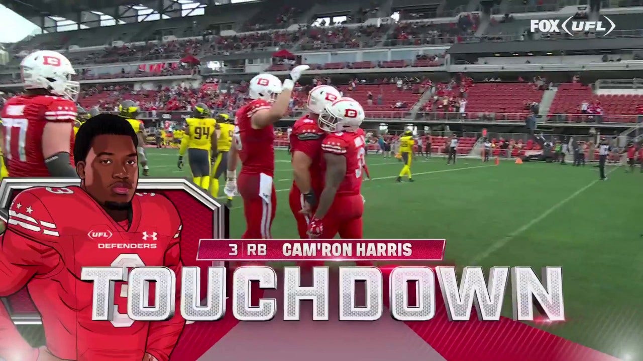 Defenders take a 6-3 lead vs. the Brahmas after Cam'ron Harris' two-yard rushing TD
