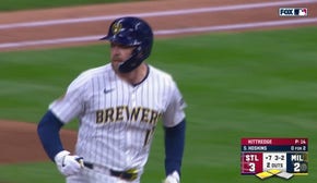 Rhys Hoskins blasts a 3-run home run, giving Brewers lead over Cardinals