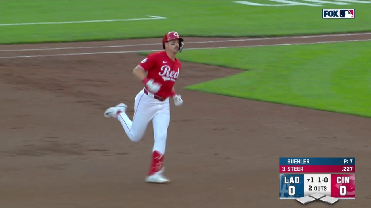 Spencer Steer smokes a solo home run to left and gives the Reds an early lead vs. the Dodgers