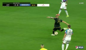 Mateusz Bogusz scores a goal from midfield in 82' to give LAFC a 2-0 lead over Minnesota