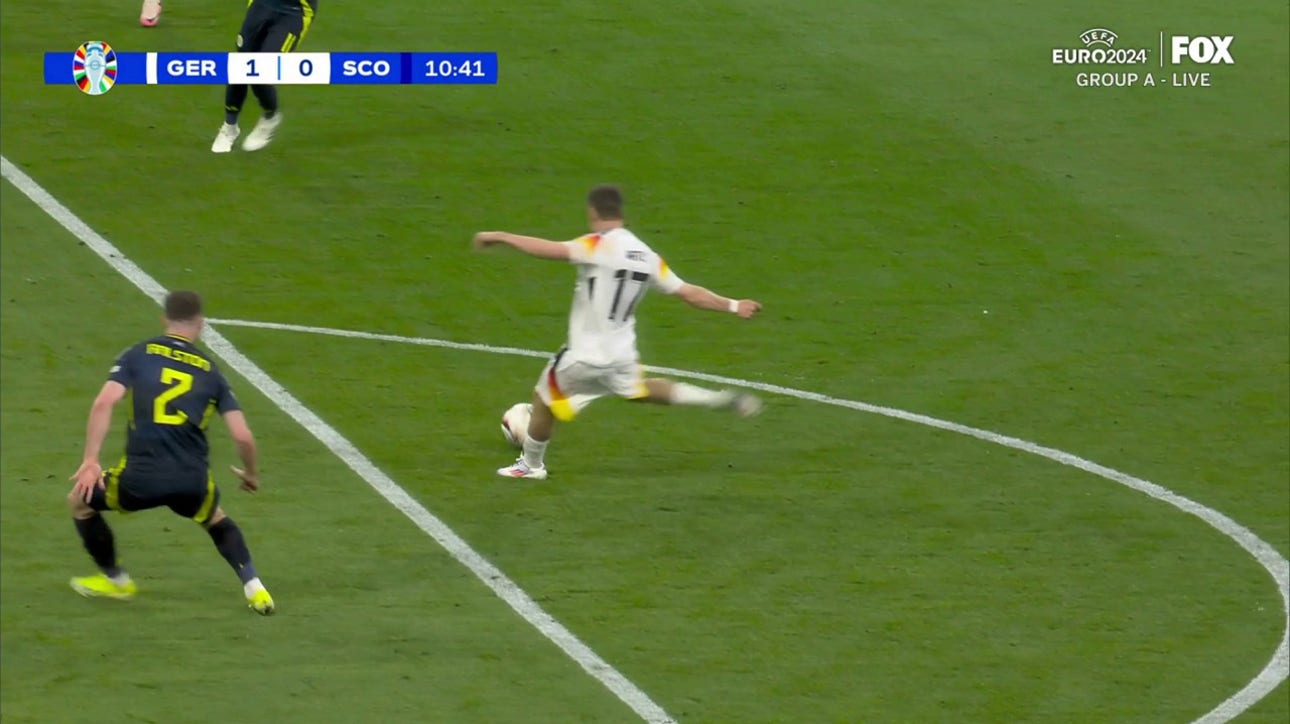 Florian Wirtz scores in 10' to give Germany a 1-0 lead over Scotland | UEFA Euro 2024