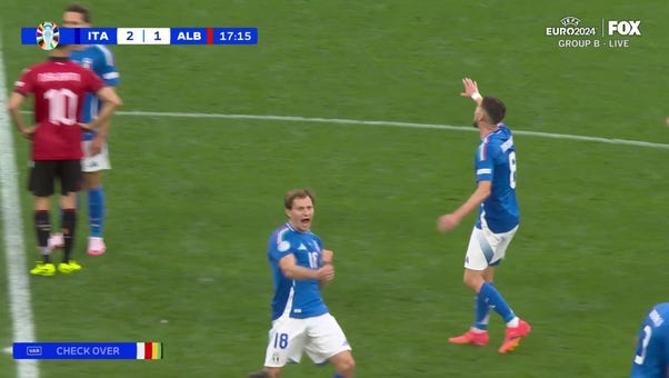 Nicolò Barella's strike in 16' gives Italy a 2-1 lead over Albania | UEFA Euro 2024