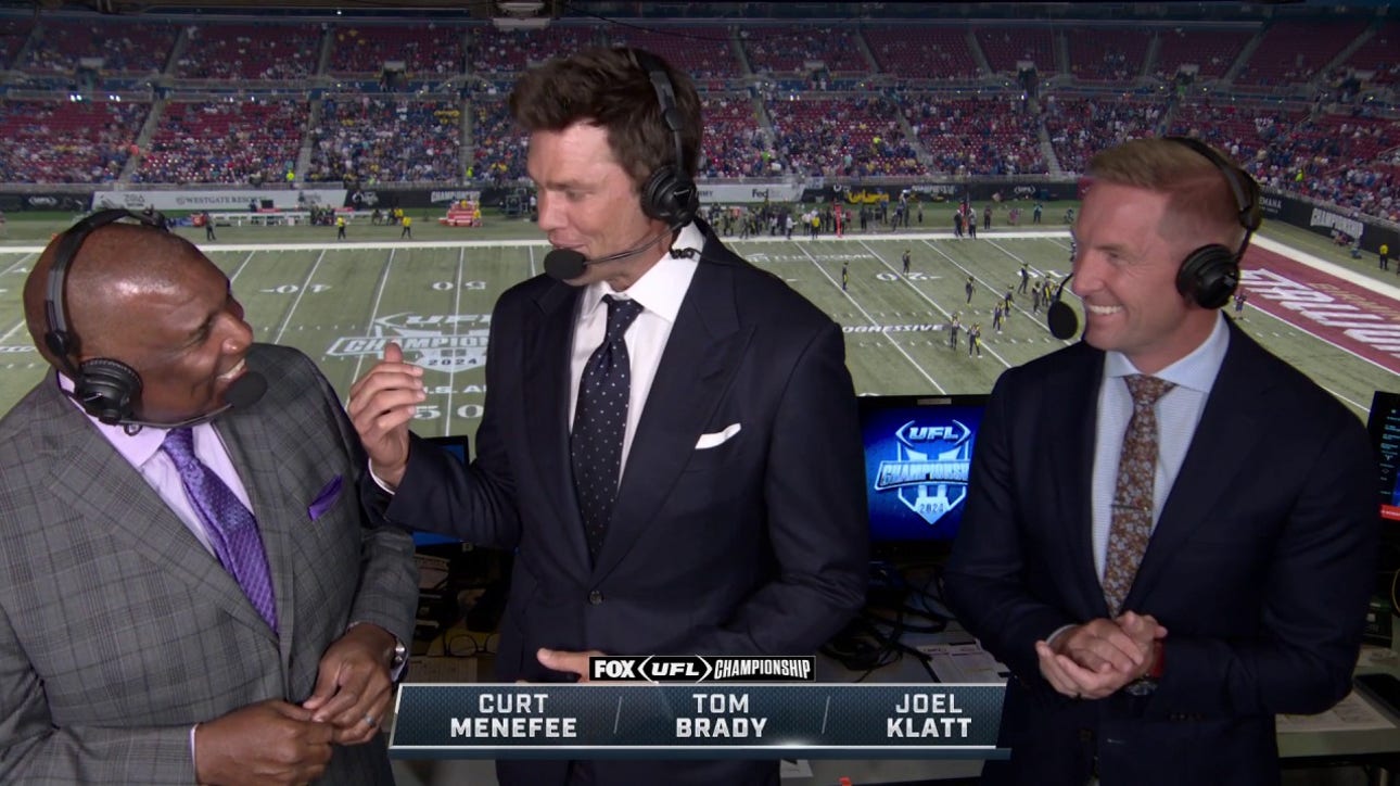 Tom Brady's first appearance in the booth for FOX Sports at the UFL Championship