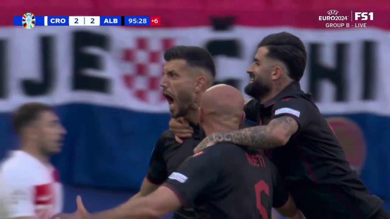 Klaus Gjasula scores in stoppage time to bring Albania to a 2-2 draw with Croatia | UEFA Euro 2024