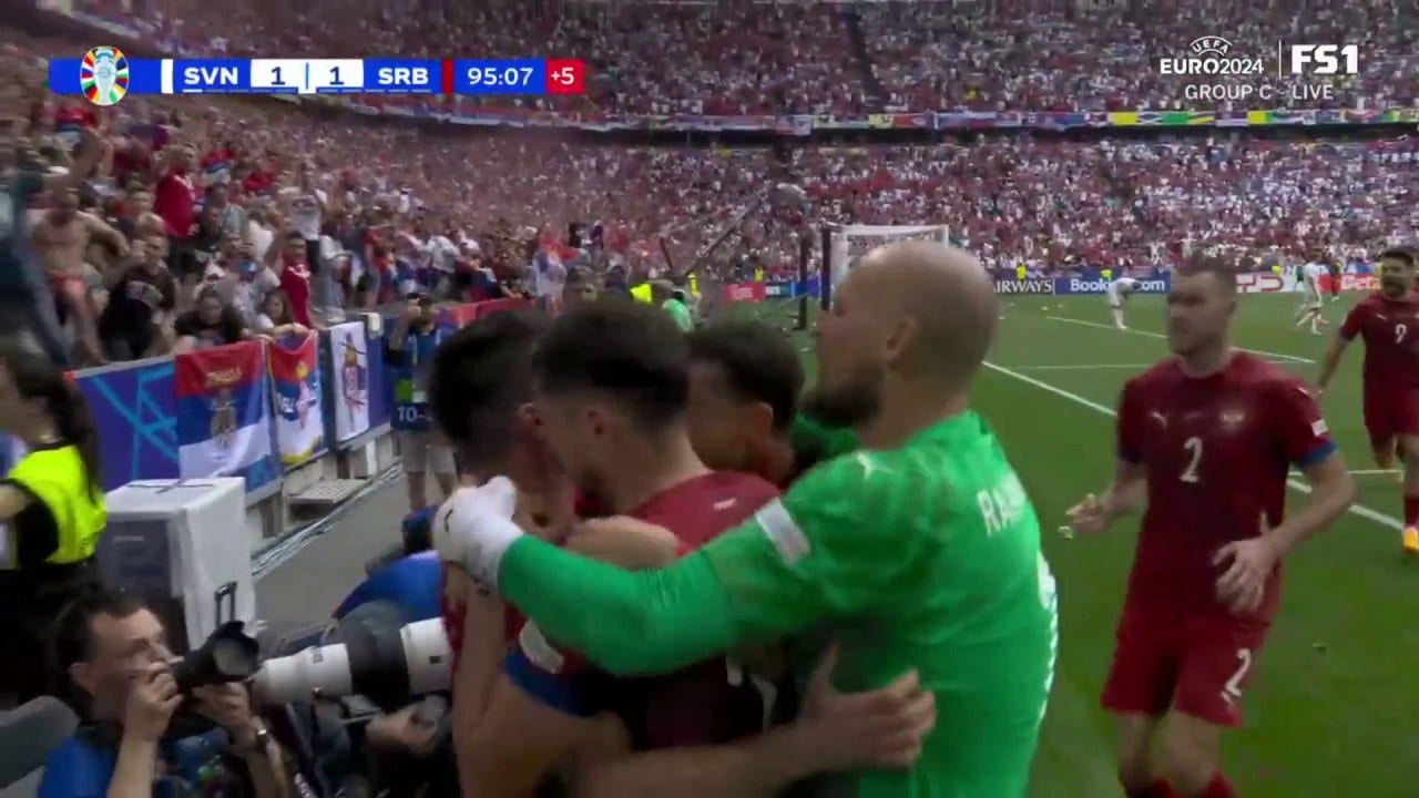 Luka Jovic scores on a header in stoppage time to bring Serbia to a 1-1 draw with Slovenia | UEFA Euro 2024