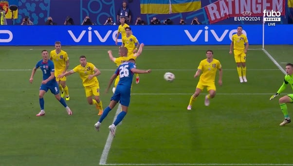 Ivan Schranz's header in 16' gives Slovakia a 1-0 lead vs. Ukraine | UEFA Euro 2024