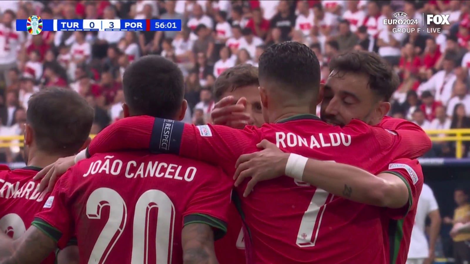 Cristiano Ronaldo sets up Bruno Fernandes who scores to give Portugal a 3-0 lead over Türkiye