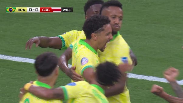 Brazil's Marquinhos' goal is disallowed against Costa Rica after VAR determines it is offside | 2024 Copa América
