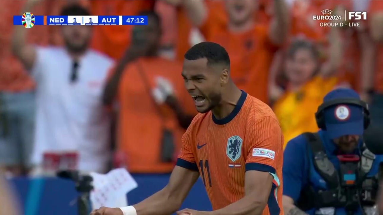Cody Gakpo scores in 47' to bring Netherlands to a 1-1 tie with Austria | UEFA Euro 2024