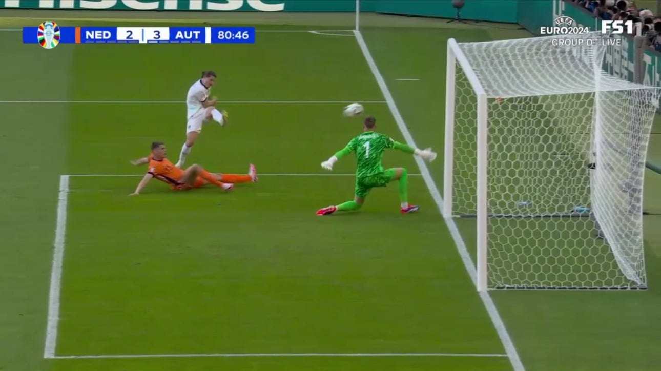 Marcel Sabitzer scores to give Austria a 3-2 lead against the Netherlands | UEFA Euro 2024