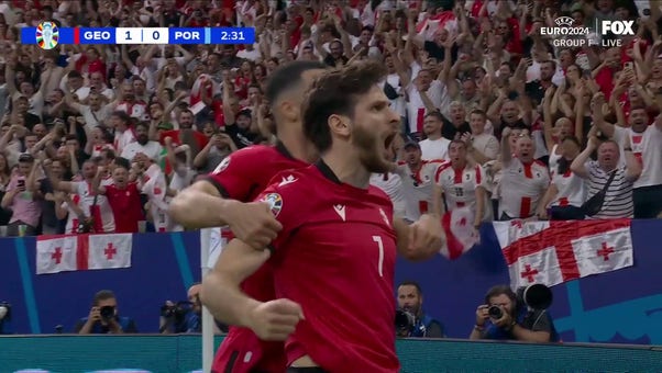 Khvicha Kvaratskhelia scores in 2' to give Georgia an early 1-0 lead over Portugal | UEFA Euro 2024