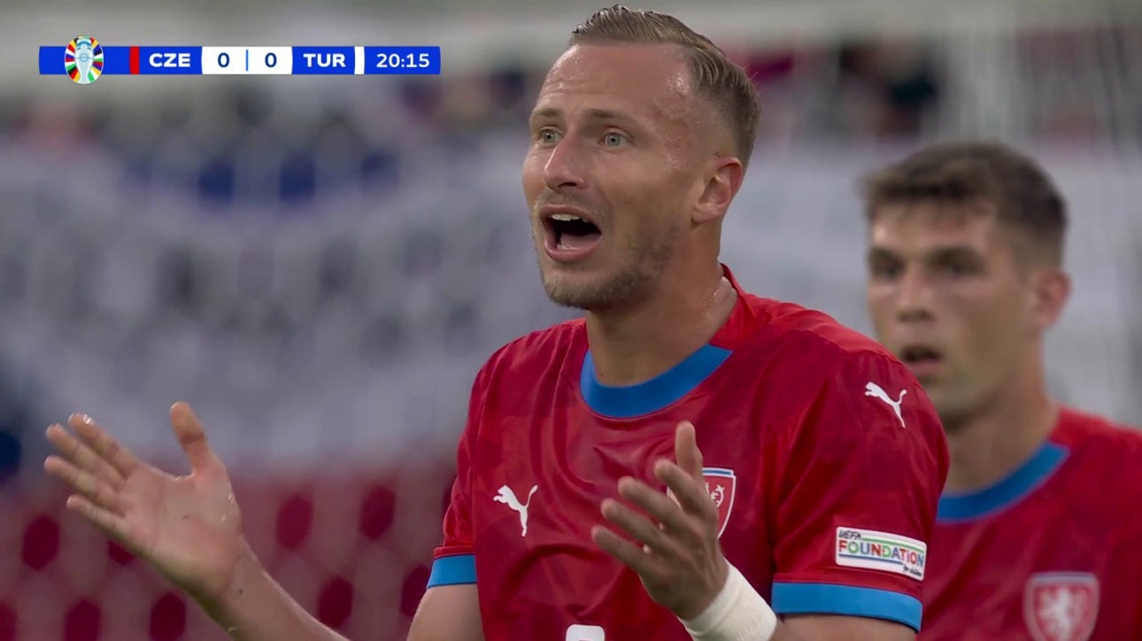 Czechia's Antonin Barak receives second yellow card against Türkiye and is removed from the game | UEFA Euro 2024