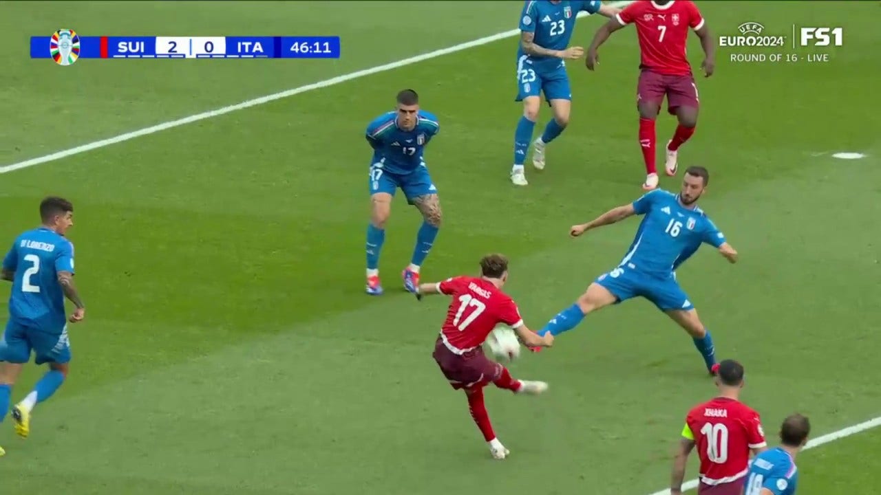 Ruben Vargas scores in 46' to give Switzerland a 2-0 lead over Italy | UEFA Euro 2024