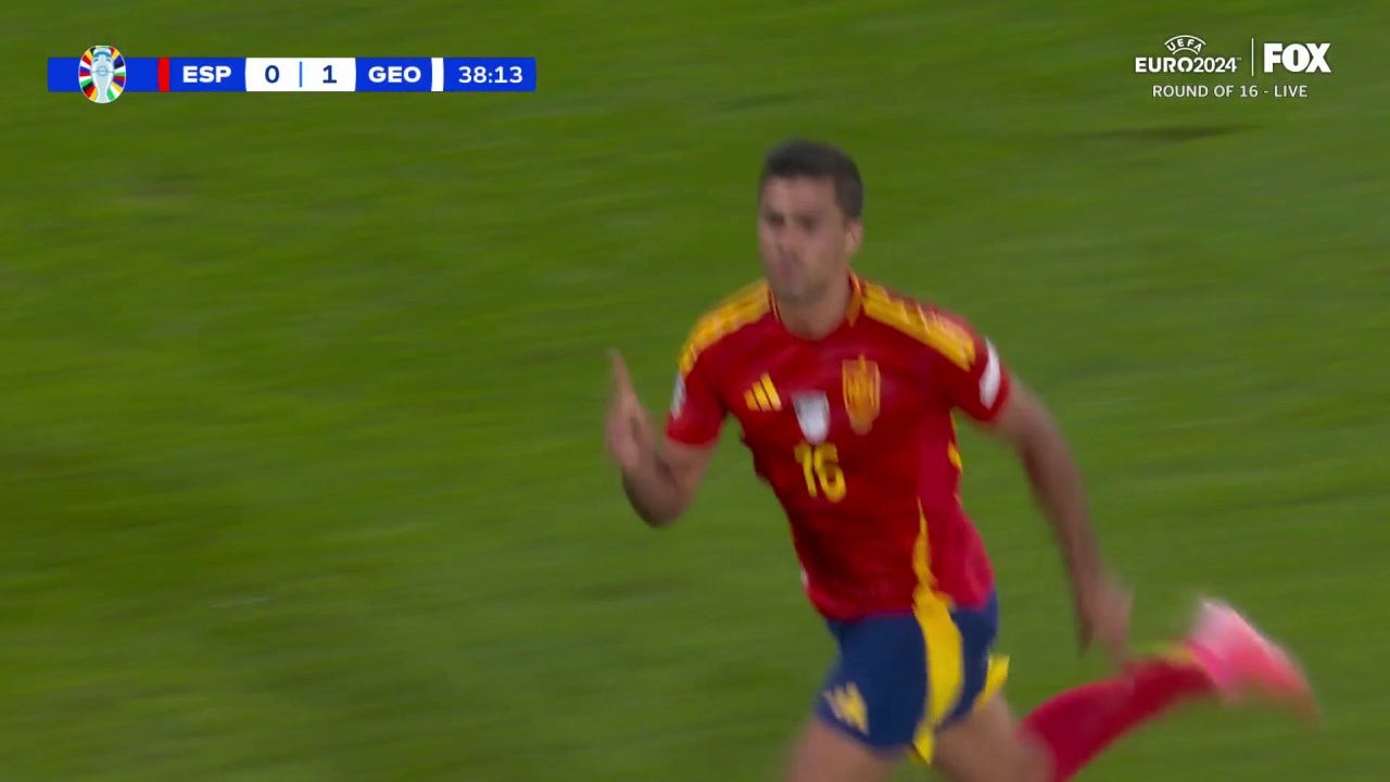 Rodri scores in 39' to bring Spain to a 1-1 tie with Georgia | UEFA Euro 2024