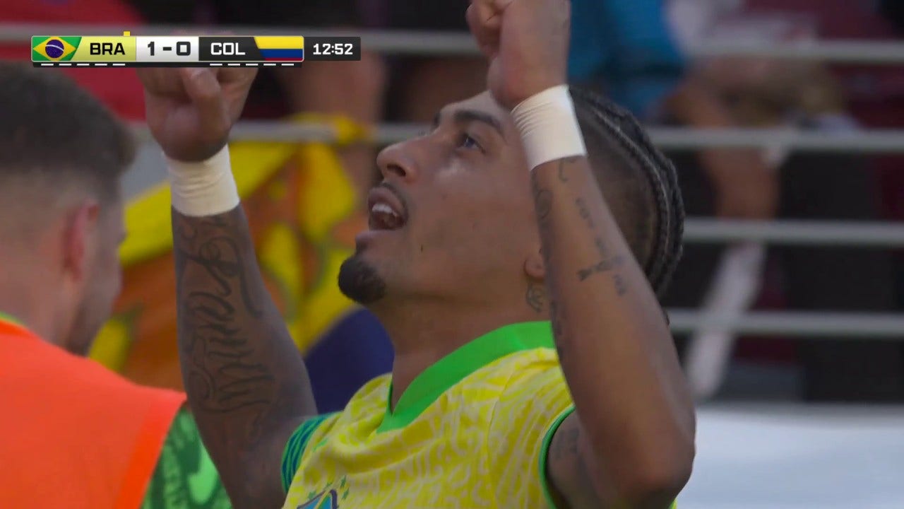 Raphinha's free kick finds the net as Brazil takes a 1-0 lead over Colombia | 2024 Copa América 