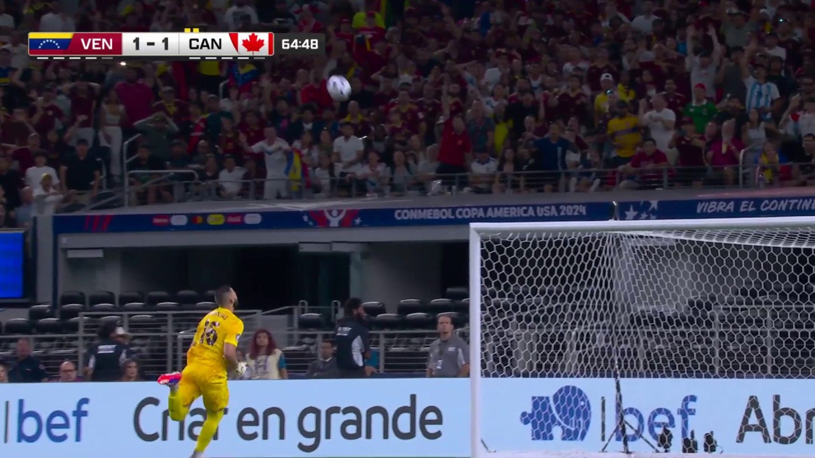 Venezuela's Salomon Rondon chips the Canada goalkeeper from DISTANCE | Copa América 2024