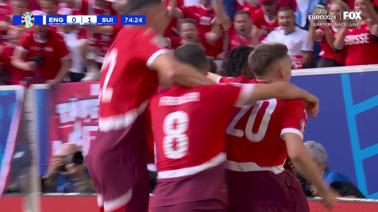 Breel Embolo finds the back of the net in 75' to give Switzerland a 1-0 lead over England | UEFA Euro 2024 | Quarterfinals