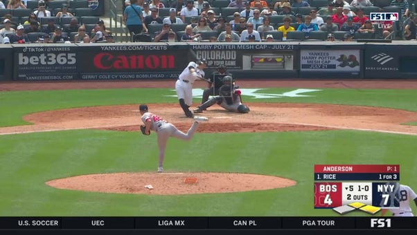 Ben Rice slams a three run home run extending the Yankees' lead over the Red Sox