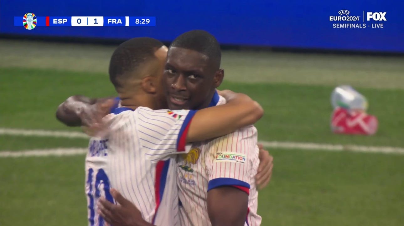 France's Randal Kolo Muani scores opening goal in 9' to take an early 1-0 lead over Spain | UEFA Euro 2024