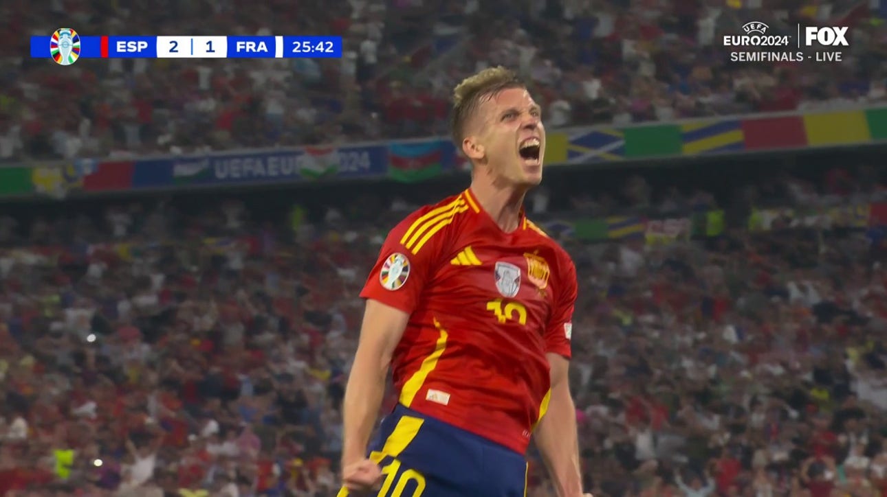 Spain takes a 2-1 lead over France after Dani Olmo scores in 25' | UEFA Euro 2024