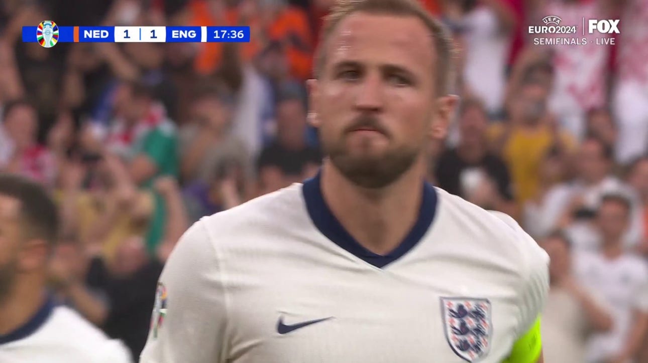 Harry Kane's penalty kick finds the net as England and the Netherlands are tied at 1-1 | UEFA Euro 2024
