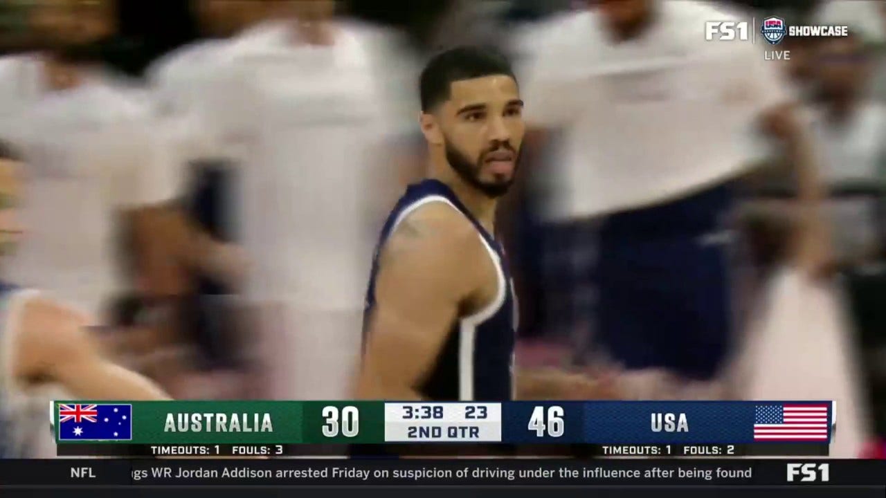 Jayson Tatum throws down a MASSIVE posterizing dunk, extending United States' lead over Australia