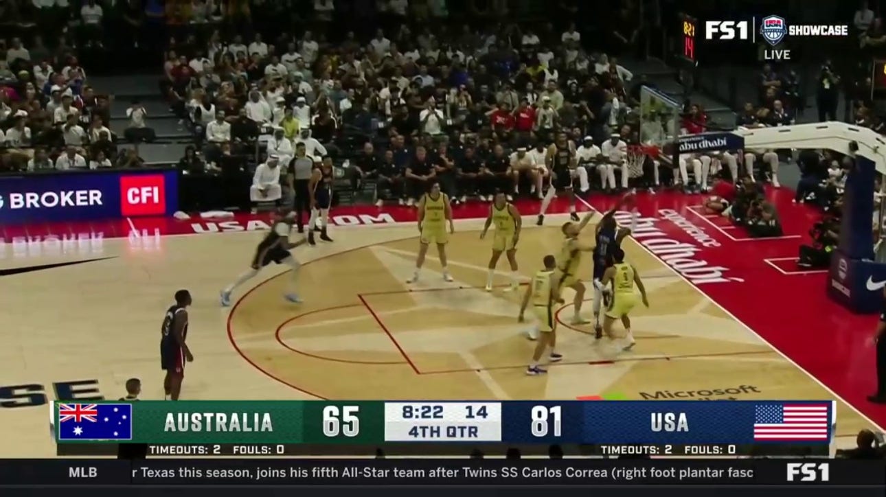 Lebron James finishes a TOUGH bucket, extending United States' lead over Australia