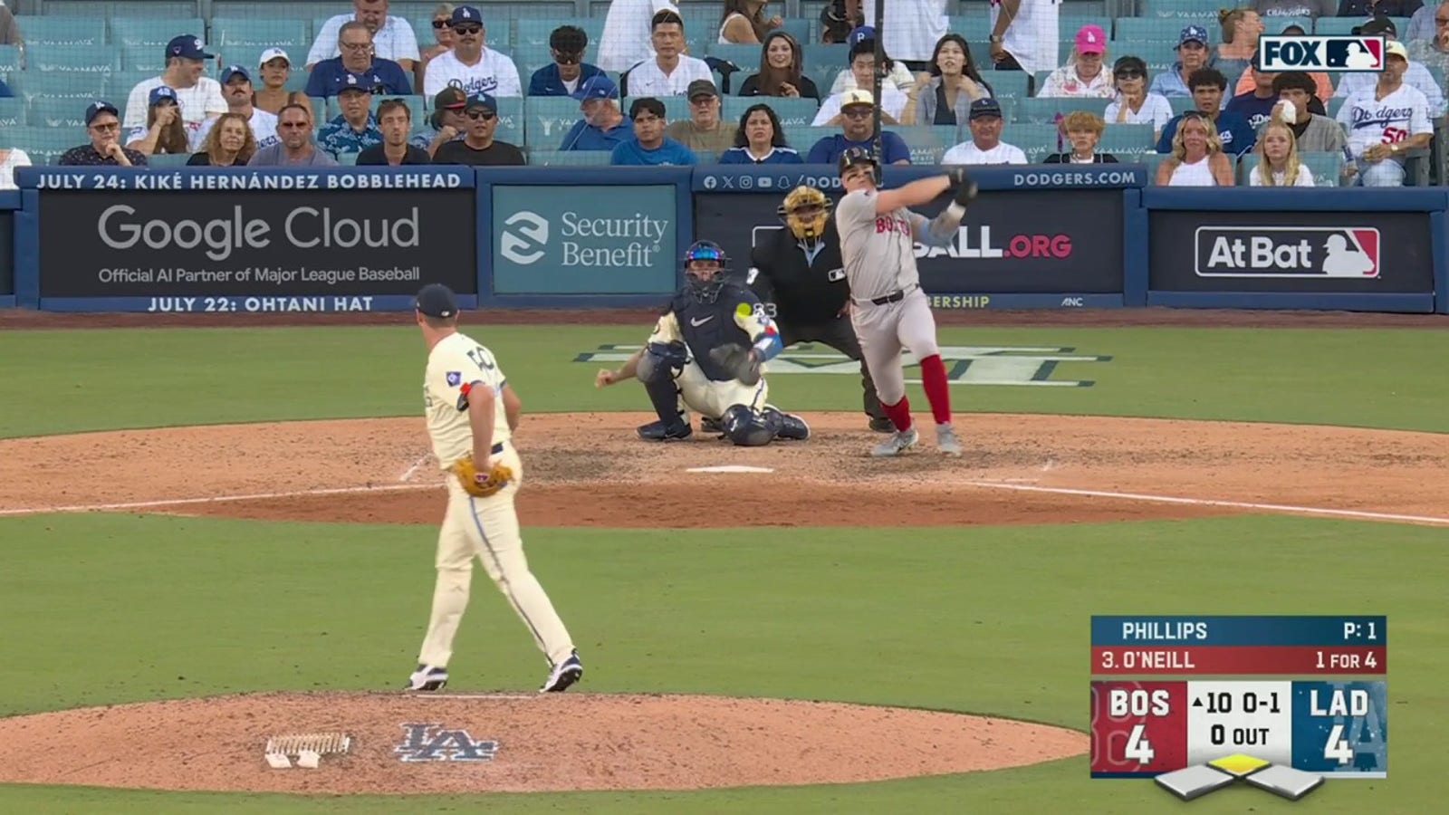 Tyler O'Neill smacks his SECOND homer of the game as Red Sox grab lead over Dodgers