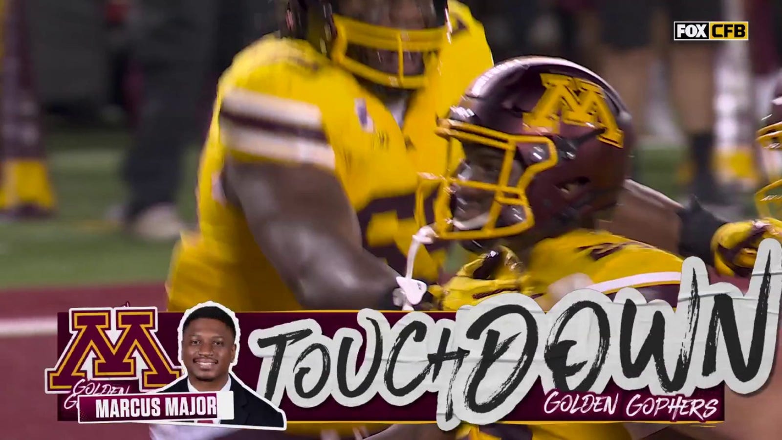 Marcus Major punches in a five-yard touchdown as Minnesota ties it vs. North Carolina