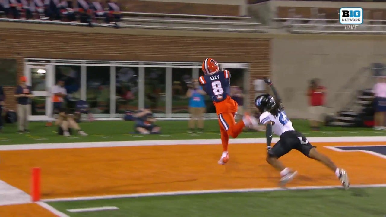 Illnois' Luke Altmyer finds Malik Elzy for a 34-yard touchdown vs. Eastern Illinois