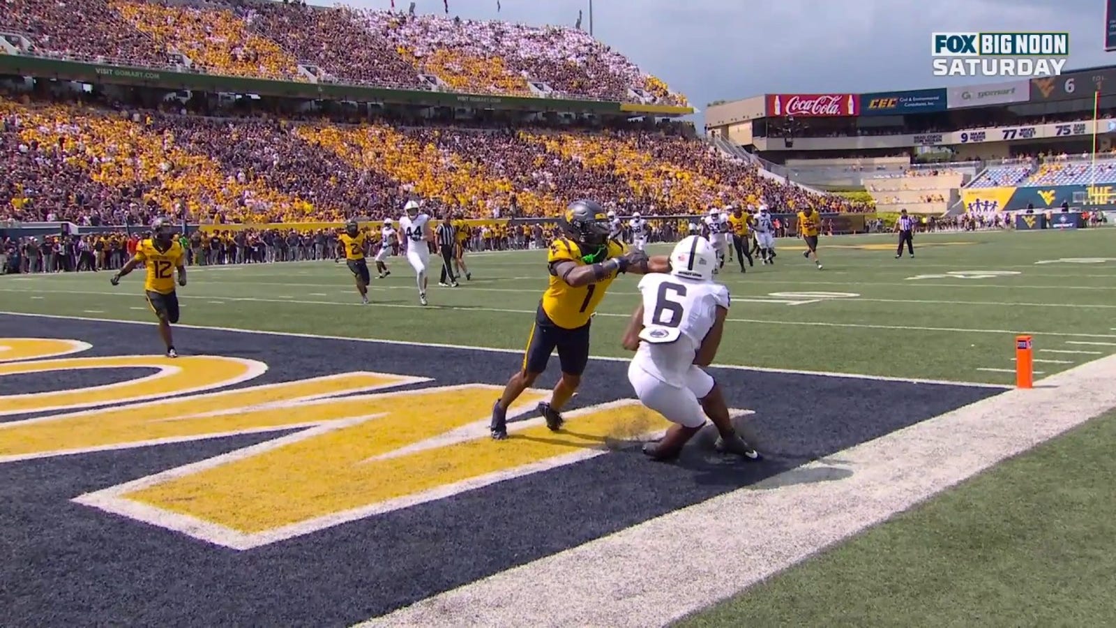 Drew Allar connects with Harrison Wallace III who drags his feet for a TD, extending Penn State's lead over West Virginia