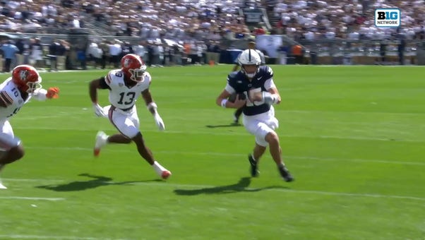 Penn State's Drew Allar sprints past Bowling Green's defense on a 5-yard rushing TD to tie the game 