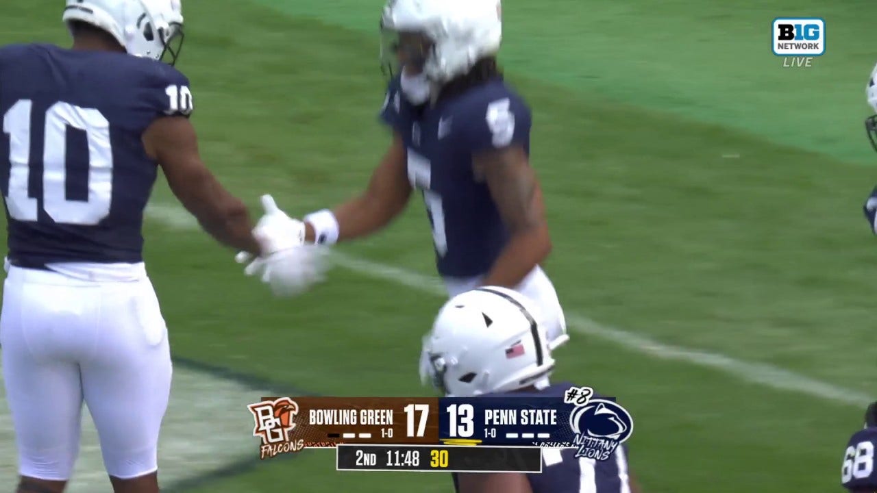 Drew Allar connects with Omari Evans on a 29-yard touchdown pass, helping Penn State trim Bowling Green's lead