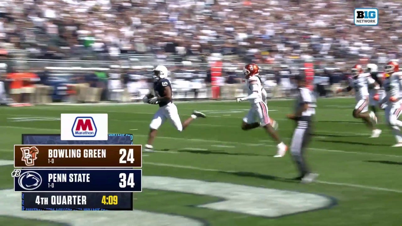 Nicholas Singleton goes 41 yards UNTOUCHED in a WILD rushing TD to give Penn State a 34-24 lead over Bowling Green