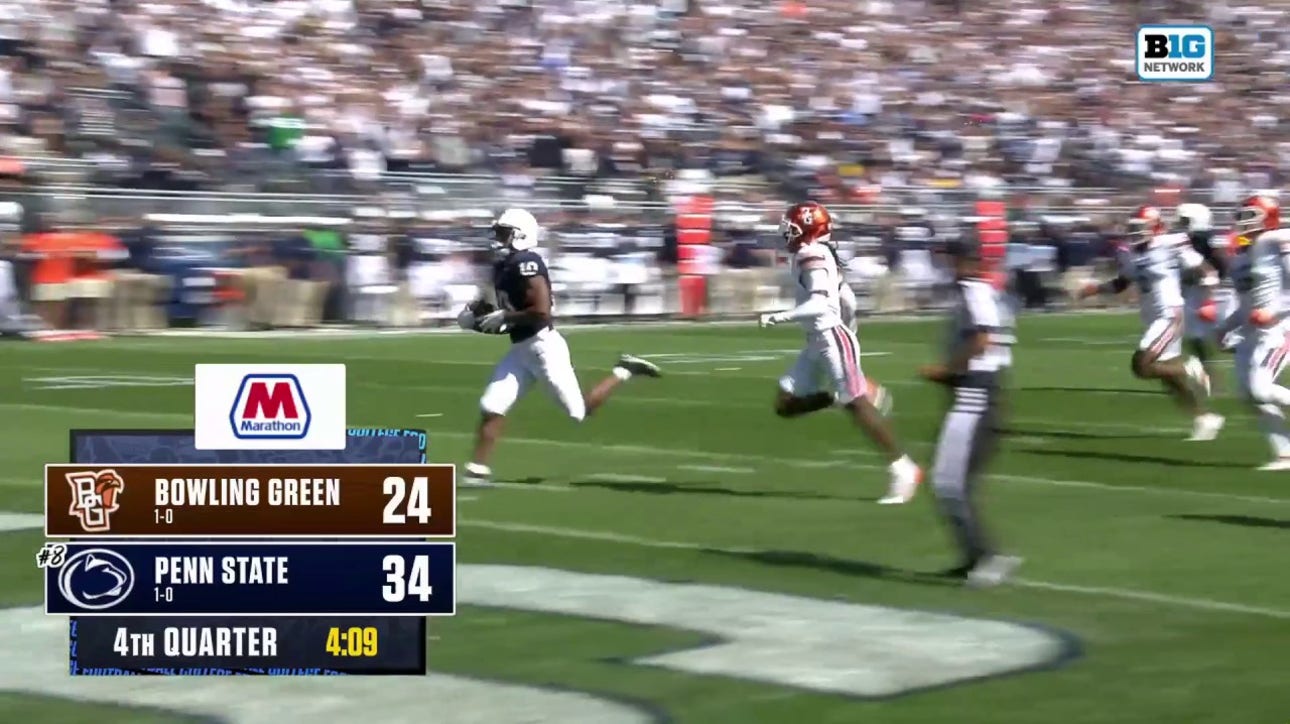 Nicholas Singleton goes 41 yards UNTOUCHED in a WILD rushing TD to give Penn State a 34-24 lead over Bowling Green